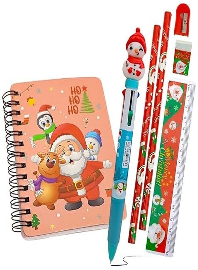 AMANVANI Christmas Return Gift Stationery Set, Stationery For School (pack of 3 items) Stationery For Christmas Party, Diary Pen Set, Christmas Theme Pencil Eraser Kit, Christmas Gift Set - Image 1